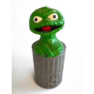 1980s Hand Painted Sesame Street Oscar the Grouch Ceramic 5 Inch Figurine